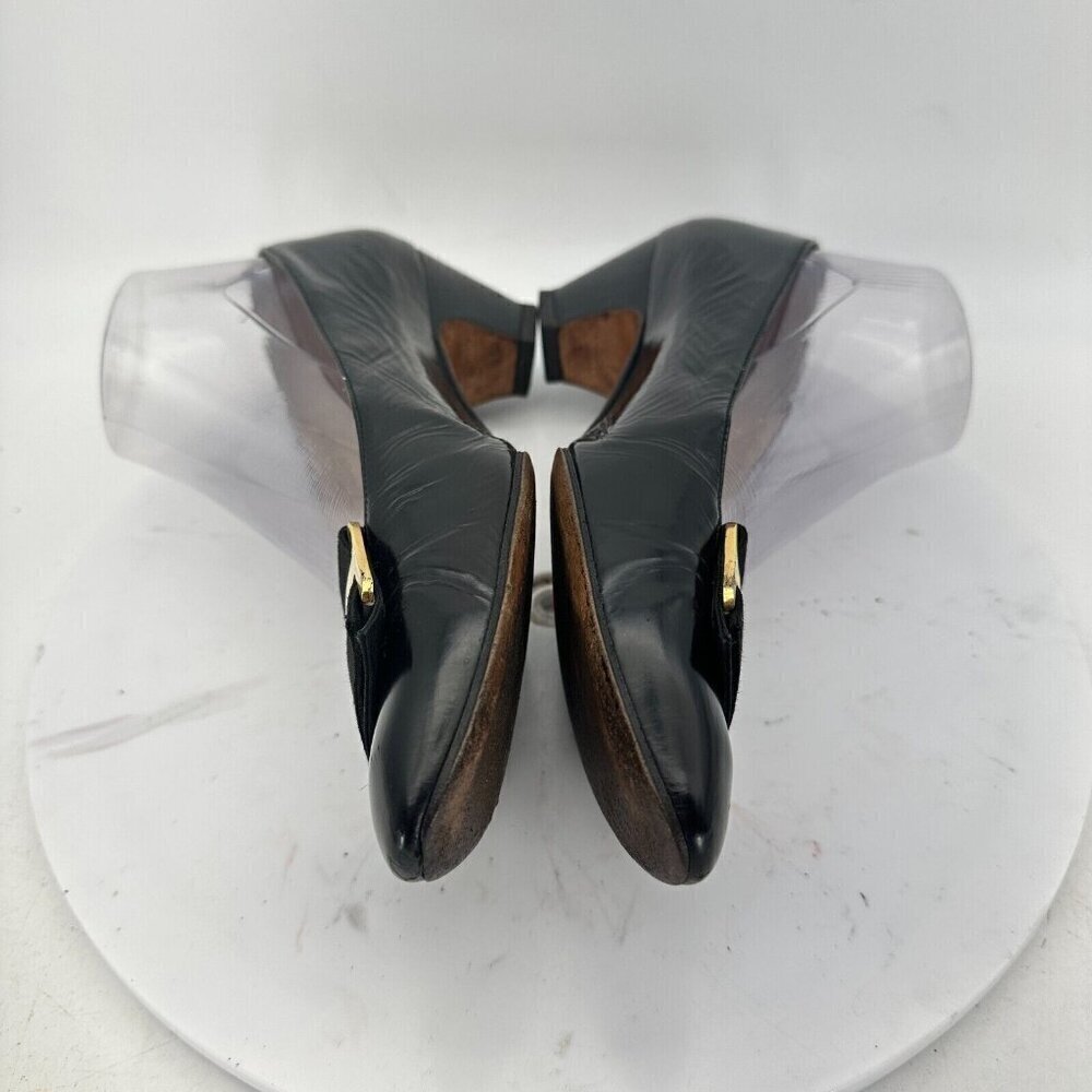Salvatore Ferragamo Women Size 8.5 AAAA Black Leather Slip On Medium Heel Pump - Picture 9 of 14